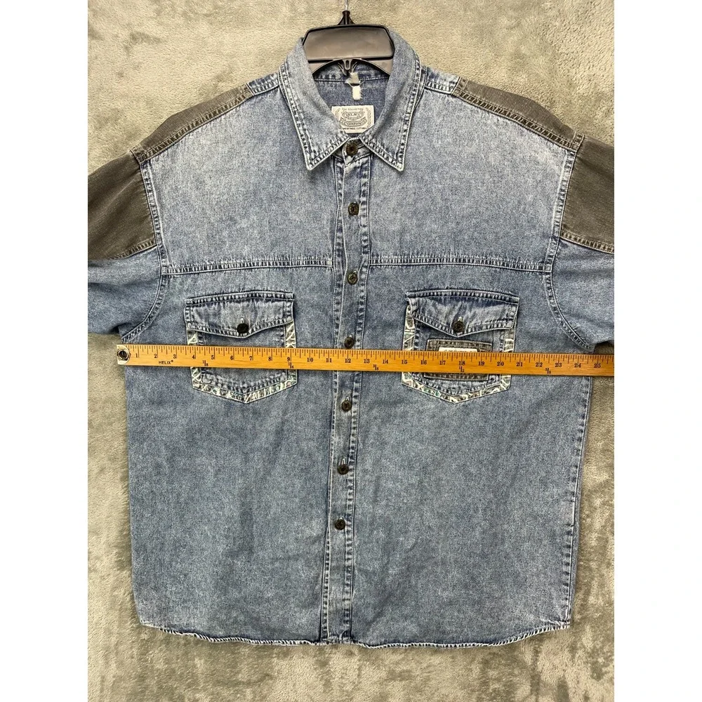 VTG Men's Company Men's Two Toned Denim Shirt XL Blue/Gray‎ Long Sleeve Cotton